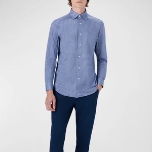 Bugatchi Navy Long-Sleeve Printed Shirt